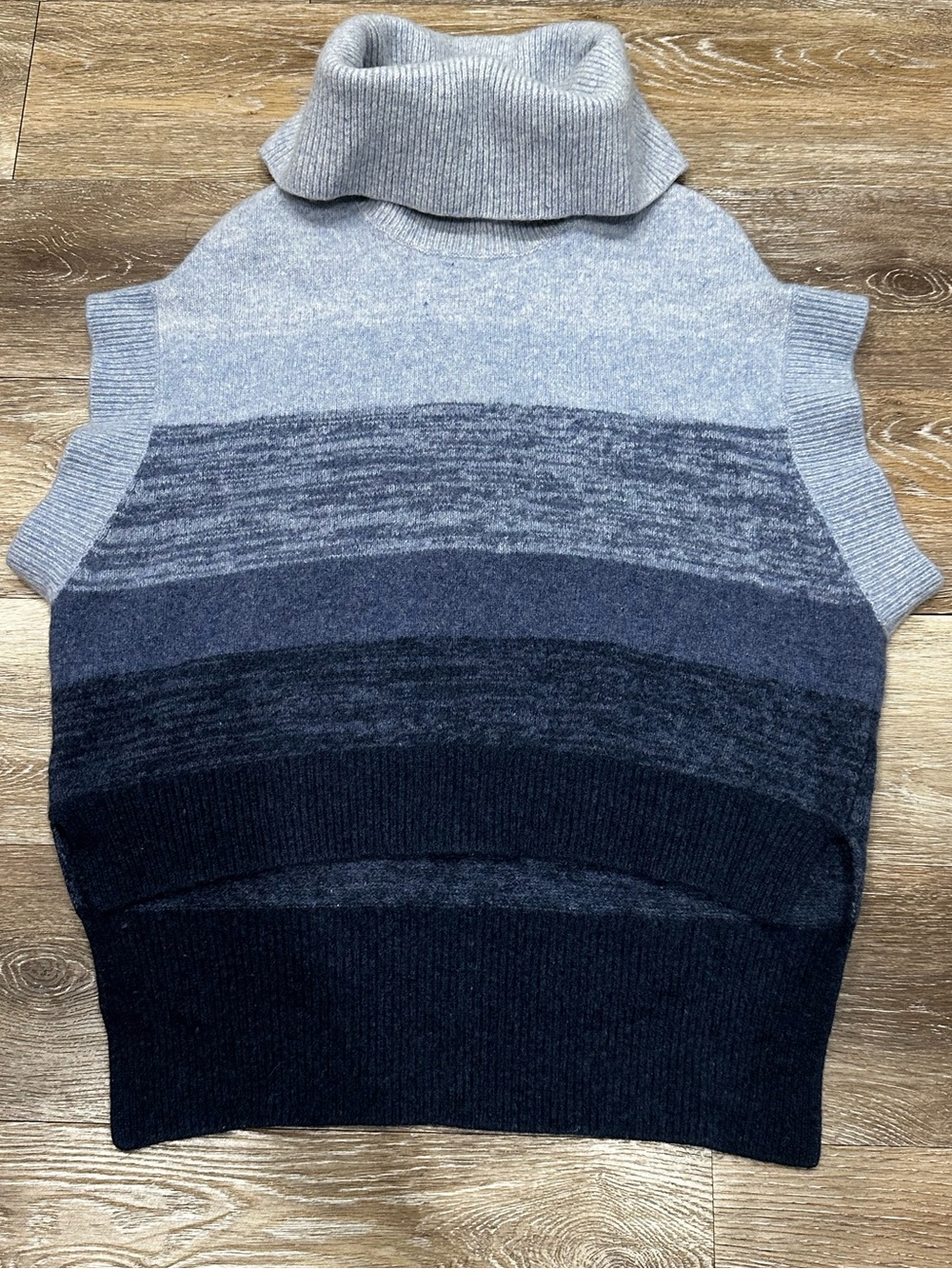 BCBGMaxAzria Blue Gradient Sleeveless Cowelneck Sweater